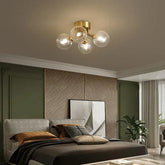 Ceiling Glass Light Fitting with Brass Ball Design